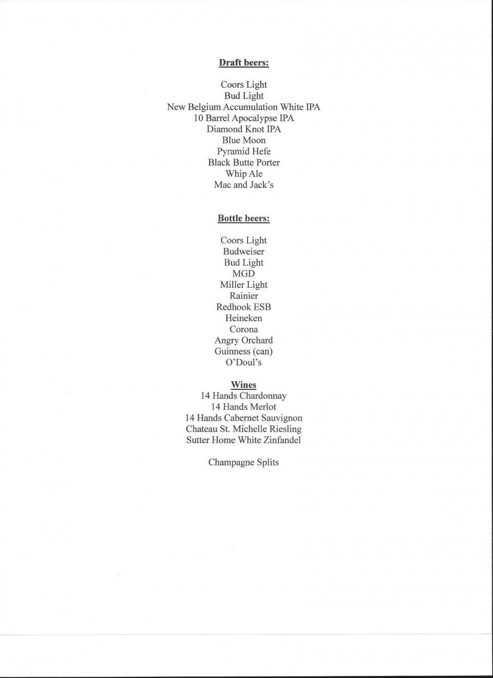 Menu - Oxford Saloon Snohomish